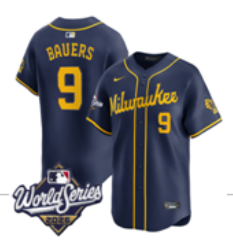 Women Milwaukee Brewers #9 Bauers Blue Nike 2026 World Series jersey 10210102